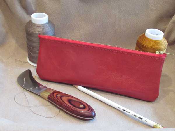 RoyalPoint Janus Long Pencil Case Red Leather